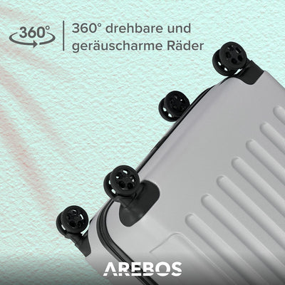 Arebos 4tlg. Hartschalenkofferset I ABS-Hartschale I Trolley Kofferset I Reisekoffer mit Teleskopgri