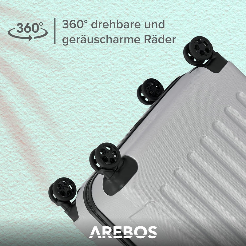 Arebos 4tlg. Hartschalenkofferset I ABS-Hartschale I Trolley Kofferset I Reisekoffer mit Teleskopgri