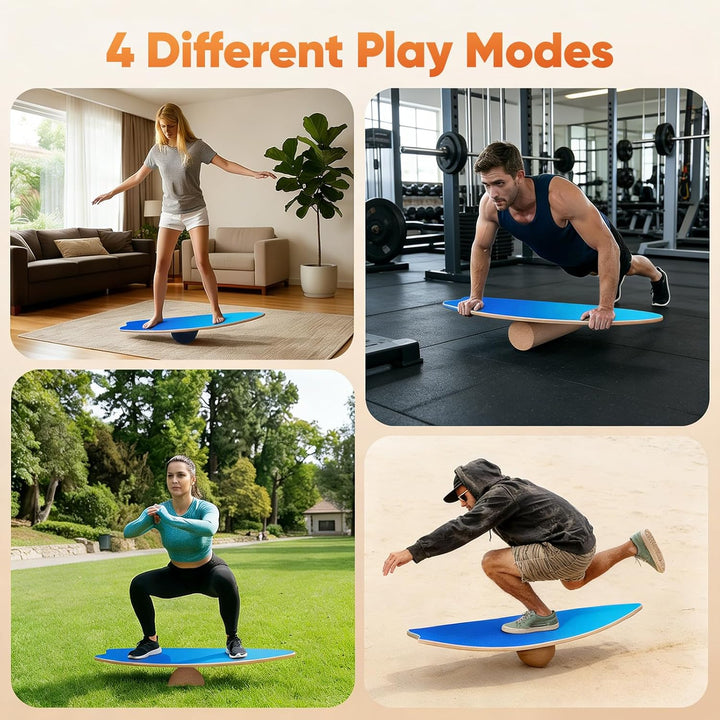 Balance Board für Erwachsene - Gleichgewichtstraining & Core Training für Heimtraining, Holz Wobble