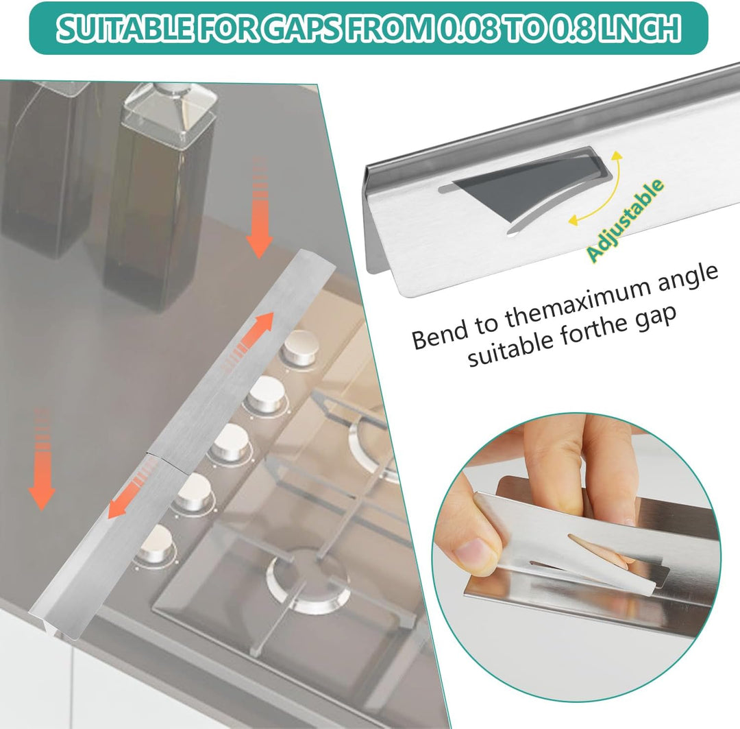 2 -Pack -Küchenofen -Counter -Lücke, Edelstahl -Kocherspaltfüller, "T" -Formspaltabdeckung, Kochschl