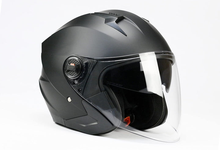 BNO Jet9 Jethelm Helm Motorradhelm mit Langvisier+ Sonnenvisier Matt Schwarz Grösse (S-XL), S