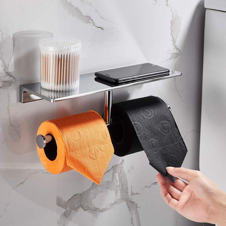 NSODOO Doppelrollen-Toilettenpapierhalter mit Ablage aus massivem Messing und erstklassigem Papierta