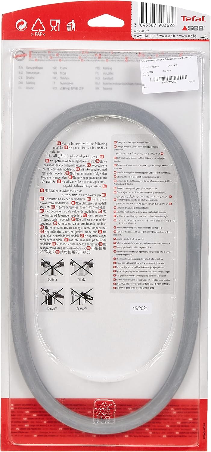 Tefal Dichtung für Schnellkochtöpfe, Edelstahl, grau, 22 cm