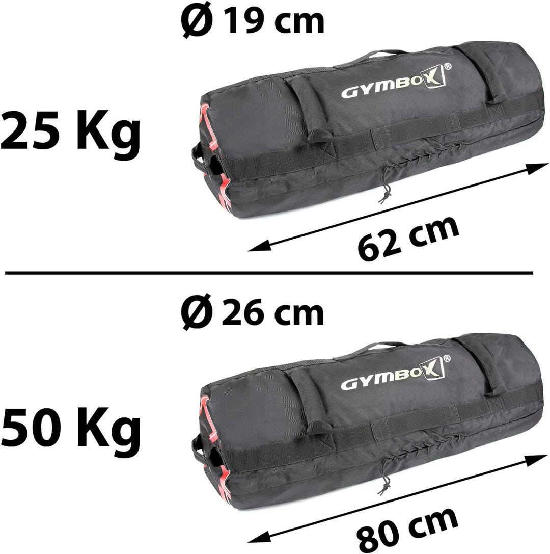GYMBOX Professioneller Sandbag mit Poster Funktionelles Training 25kg/50kg flexibel befüllbare Gewic