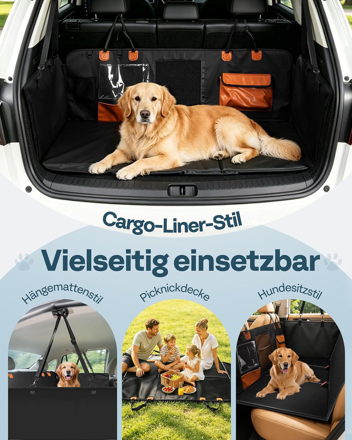 Hundedecke für Auto Rückbank Hundesitzbezug mit Harter Unterseite inkl. Seitenschutz und Sichtfenste