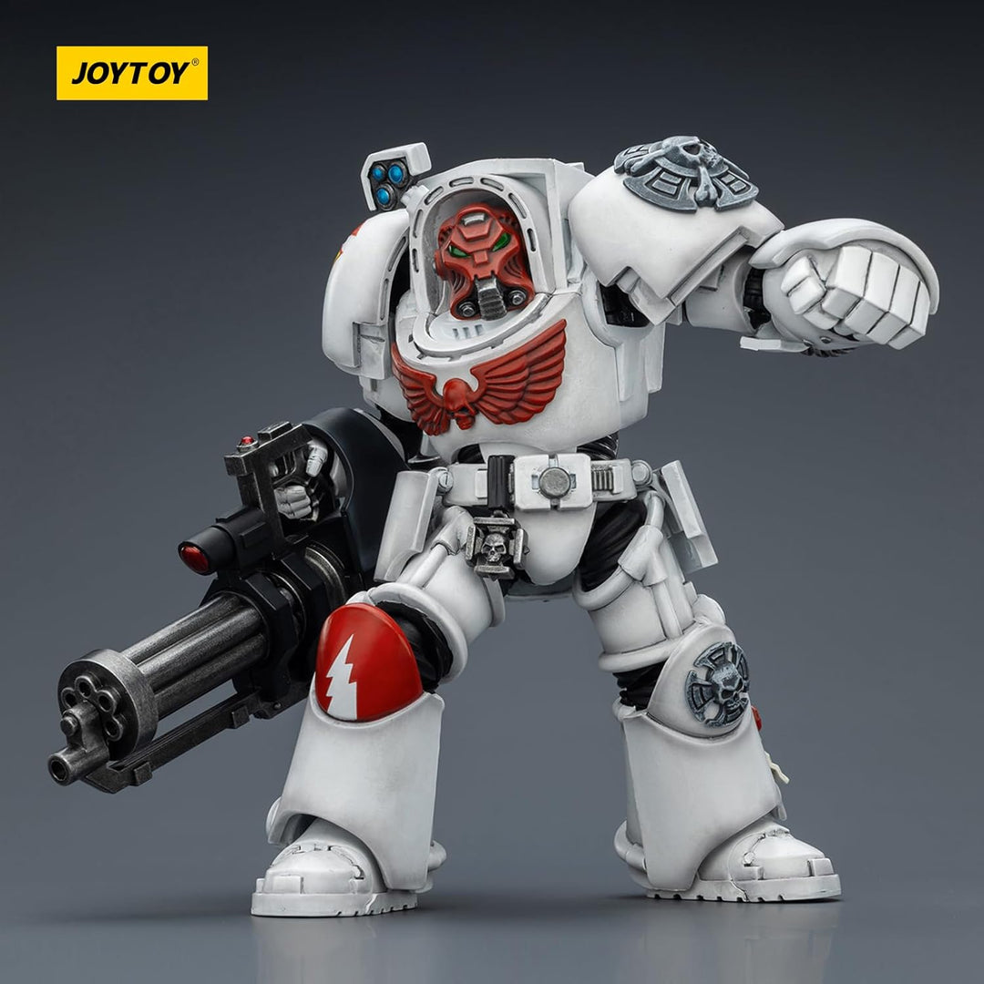 JOYTOY Warhammer 40K White Scars Terminator 3 with Power Fist and Assault Cannon 1/18 Action Figur，S