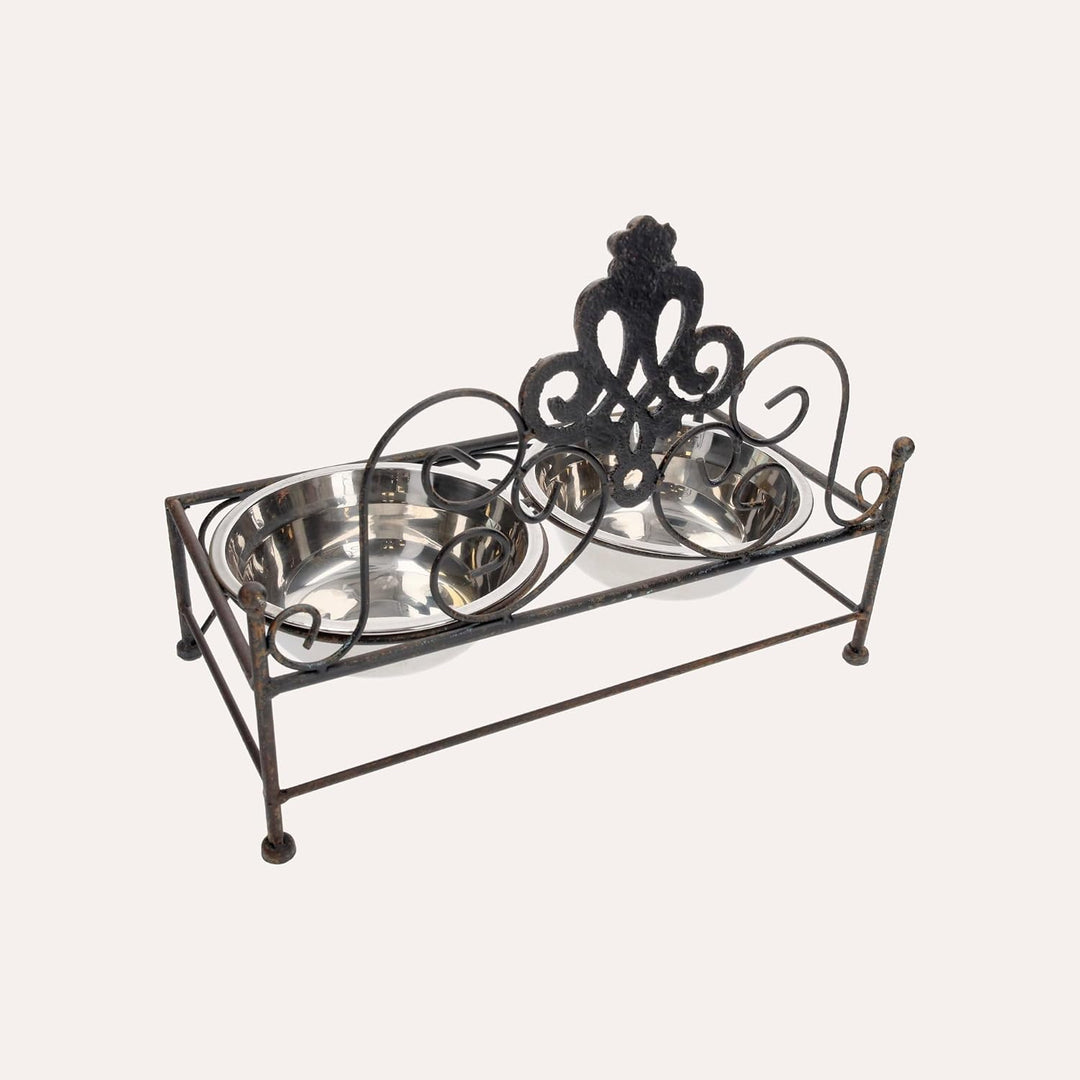 Keyhomestore Kleine und mittelgrosse Hunde Schale mit Ständer für Zwei Personen H27x35x18 cm