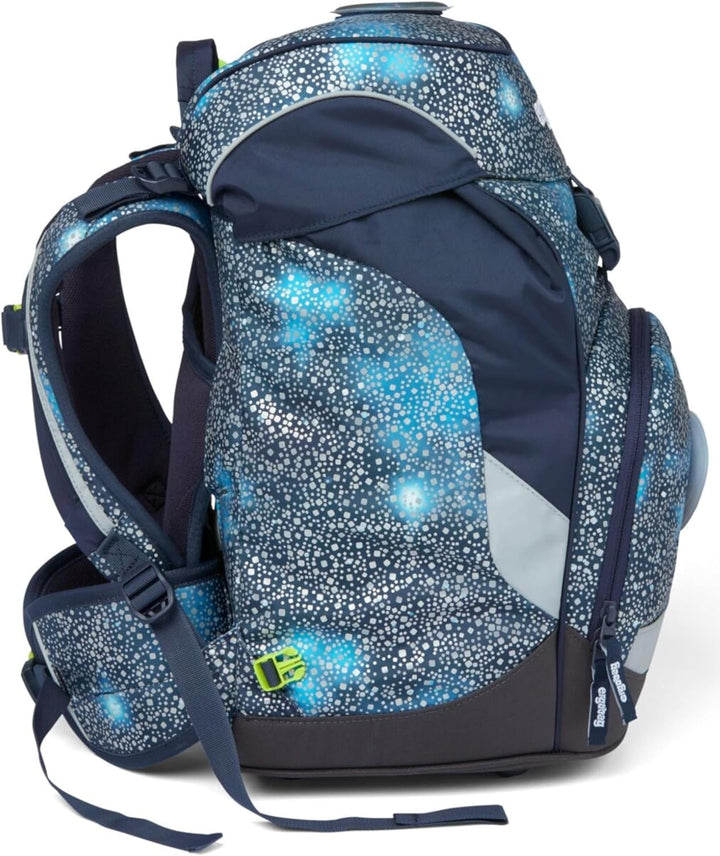 ergobag Prime Ergonomischer Schulrucksack Galassie Bär blau silber