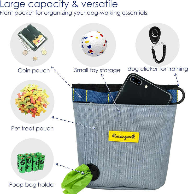 Raisingwell Leckerlitasche für Hunde, Multifunktions-Gassi Tasche mit Silikonbeutel, Futterbeutel fü