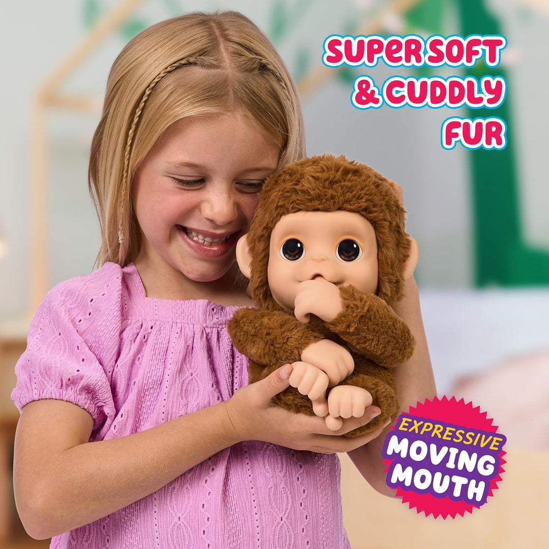 Little Live Pets My Baby Monkey Interaktiver Spielzeugaffe Mango kichert, frisst, nuckelt am Daumen,