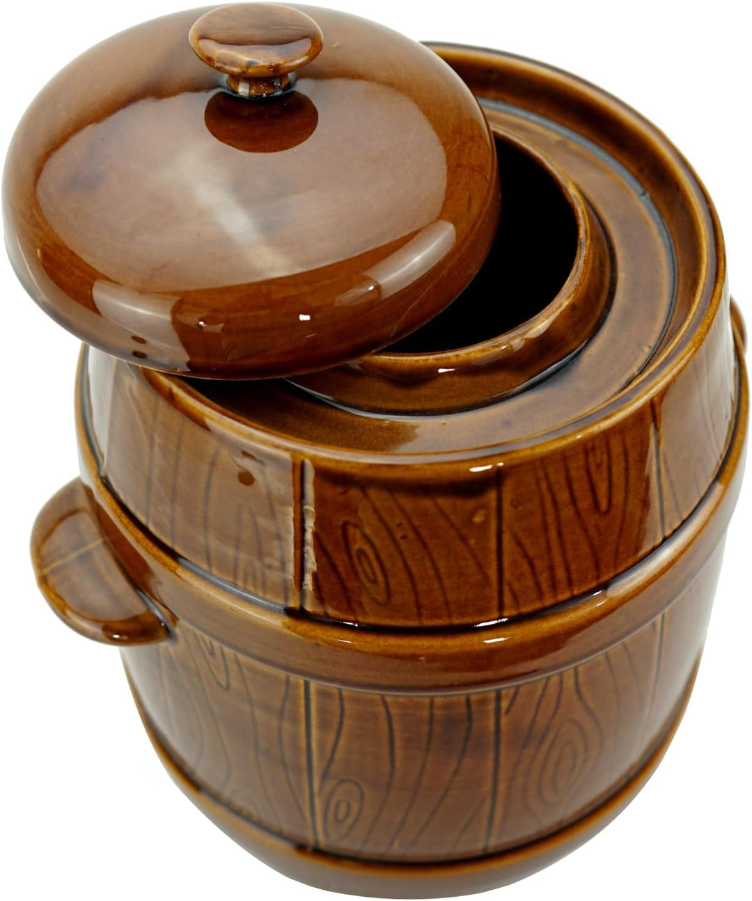 Gärtopf Braun Steinzeugtopf mit Hermetikdeckel Sauerkrauttopf Gurkentopf Einmachtopf Keramikfass mit
