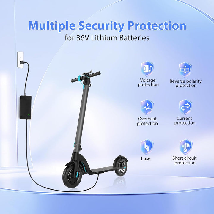 Ladegeräte für Scooter，42V 2A E Scooter Ladegeräte，Hoverboard Ladekabel，36V Elektroroller Universal