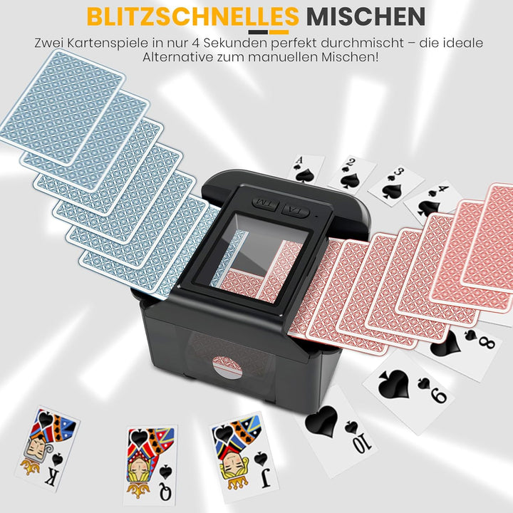 TOFFCAEA Automatischer Kartenmischer, mit 2000mAh wiederaufladbarer eingebauter Batterie für 2 Karte