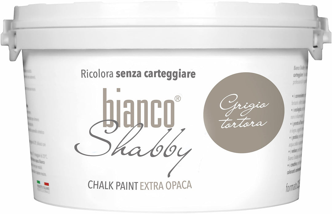 bianco Shabby® Grigio Tortora Kreidefarbe Wasserbasis für Alle Oberflächen einfach zu verarbeiten oh