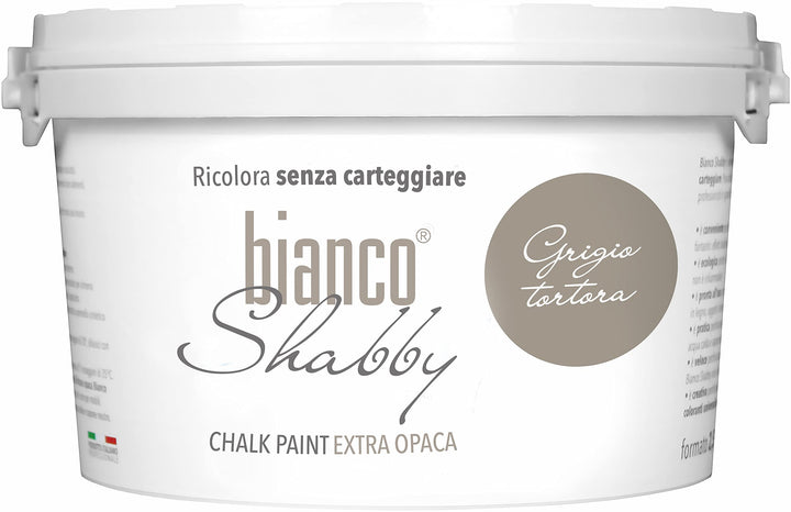 bianco Shabby® Grigio Tortora Kreidefarbe Wasserbasis für Alle Oberflächen einfach zu verarbeiten oh