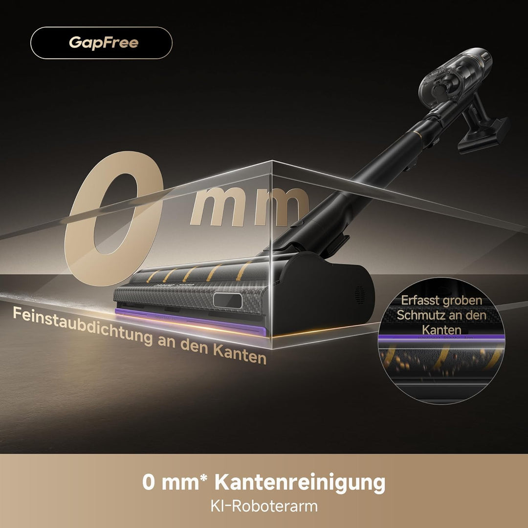 dreame V20 Pro-A Kabelloser Staubsauger, Kantenreinigung 0 mm, ohne Verheddern, für Hartböden und Te