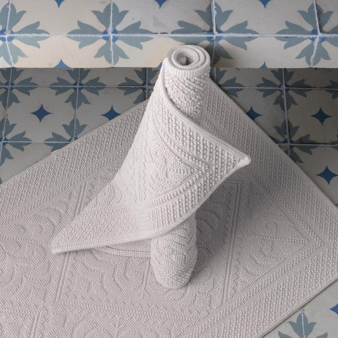 Vivaraise Badematte 100% Baumwolle Kreide (54 x 64 cm) 64X54 Weiss, 64X54 Weiss