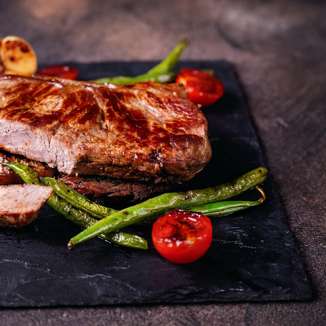 Relaxdays 12 x Schieferplatte, 25 x 25 cm, Platzteller zum Servieren & Beschriften, Buffet, Servierp