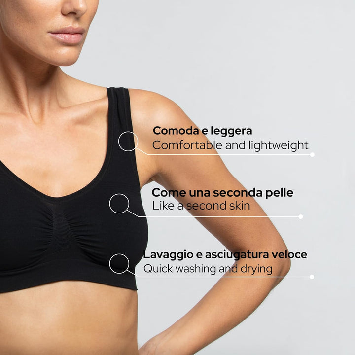 Pompea Damen Brass. Sl Seamless BH (3er Pack) S-M Schwarz, S-M Schwarz