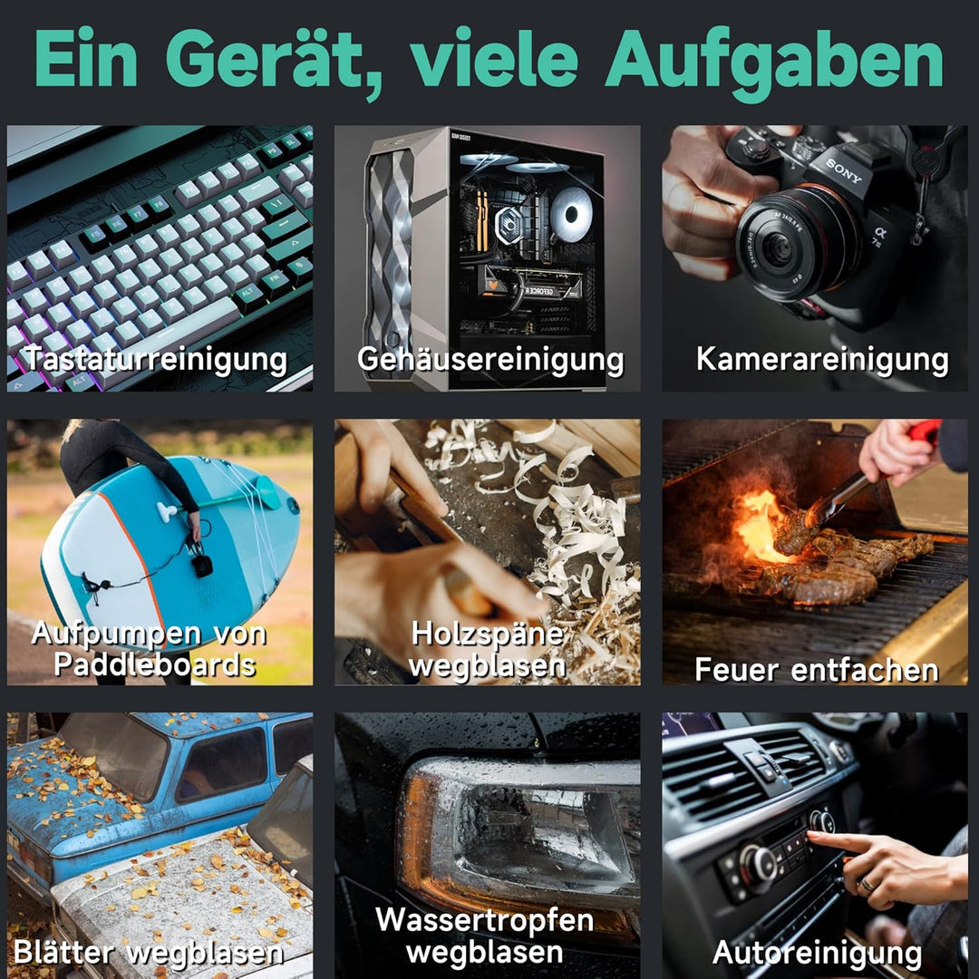 Kica JetFan Ultra Elektrisches Staubgebläse & Druckluftspray – 130000 U/min, 48 m/s Windgeschwindigk