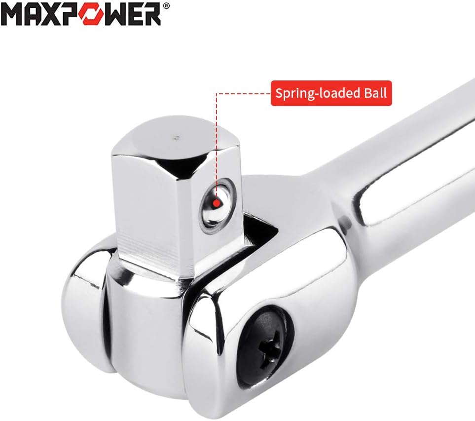 MAXPOWER 600mm/24 Breaker Bar Gelenkgriff Drehgriff mit 1/2" Antriebskopf,Schiebegriff mit Gelenk, E