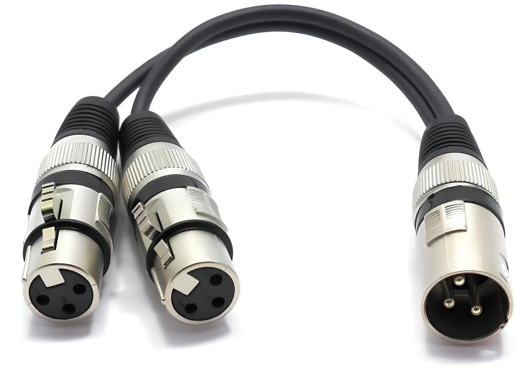 XLR Splitter Audio Adapter Stecker auf 2x XLR Buchse 3 Polig Splitterkabel Y-Kabel Vertailer Männlic