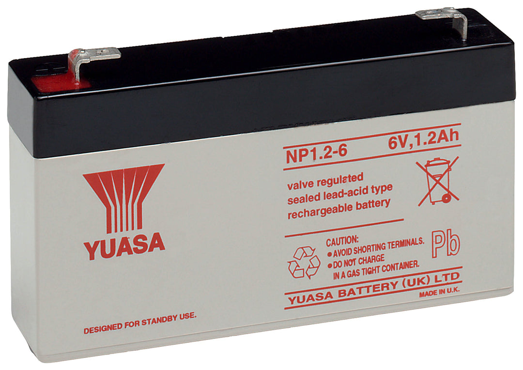 Yuasa NP1.2-6 Blei-Akku 6V (Faston 187-4,8mm)