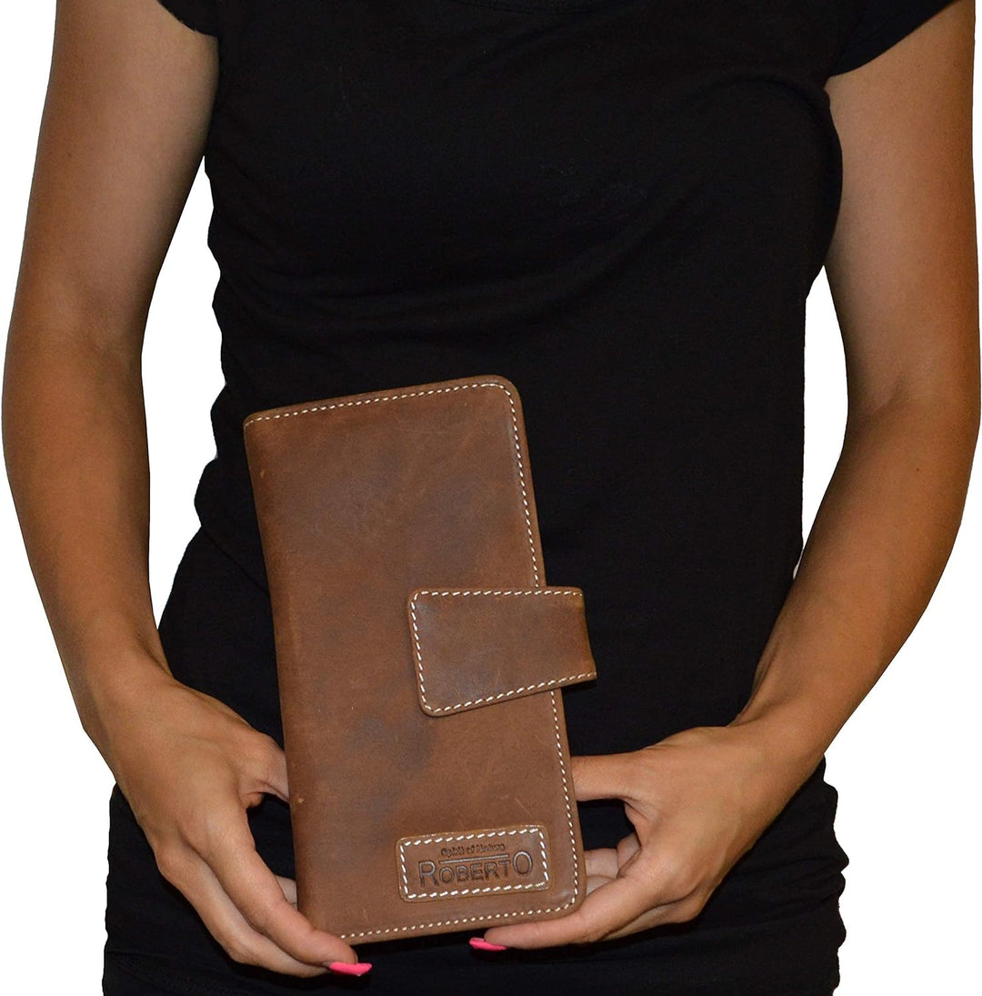 flevado Echt-Leder Herren Damen Organizer Reisebrieftasche Kredit Kartenetui Reise Travel Wallet Her