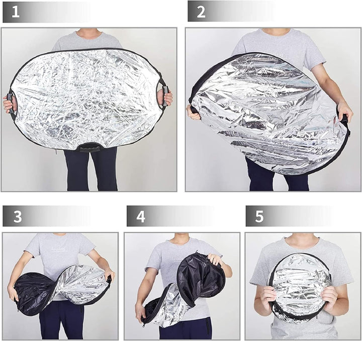 Selens 5-in-1 60x90cm Oval Reflektor Tragbarer Faltbarer für Fotografie Fotostudio Beleuchtung und A