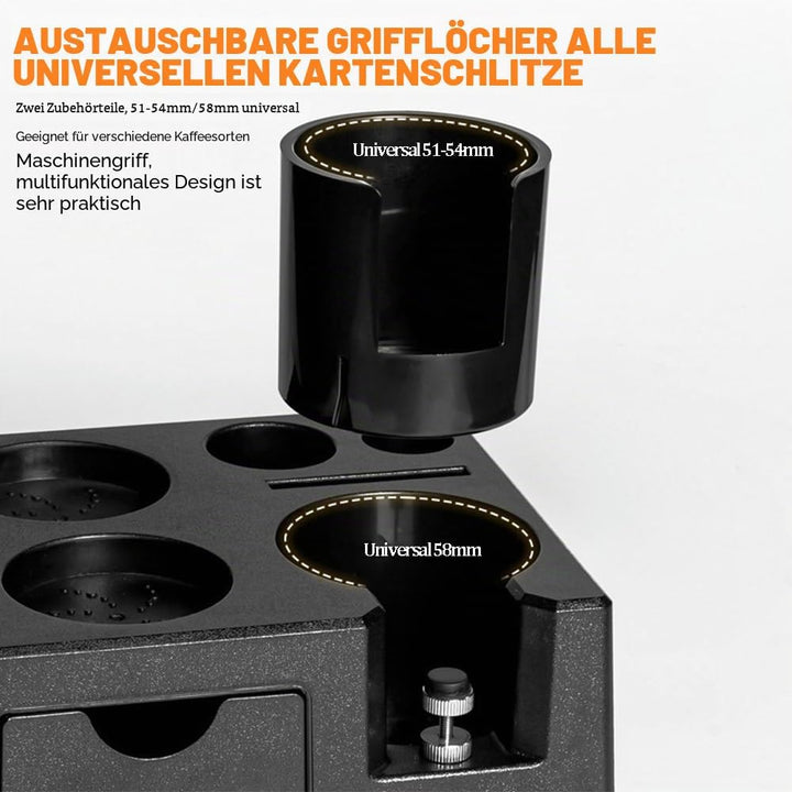 Tamperstation für Barista 51-58mm mit Schublade, Espresso-Station, Kaffee-Tamper-Halter-Basis mit 6