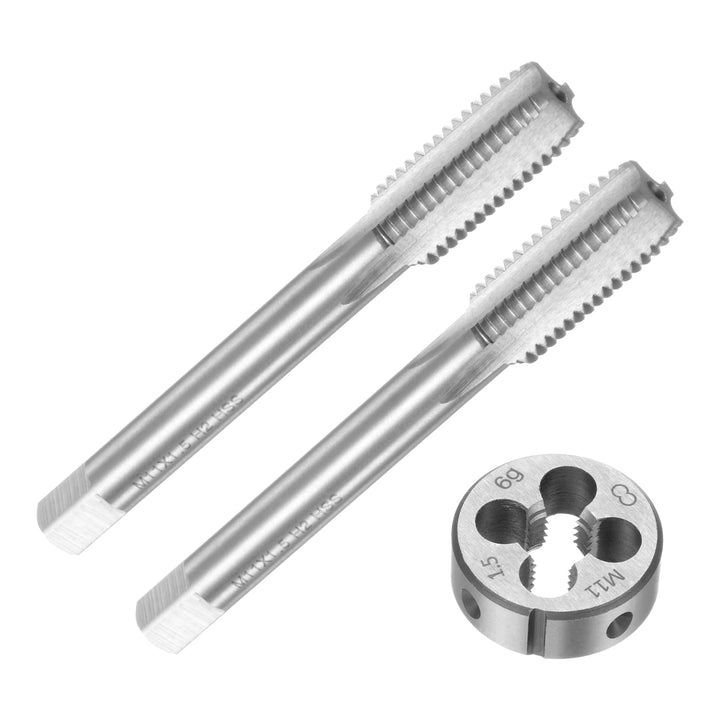 QUARKZMAN Maschinengewindebohrer Set M11 x 1.5, 2stk. Gewindebohrer/1stk. Schneideisen, Gewindeschne