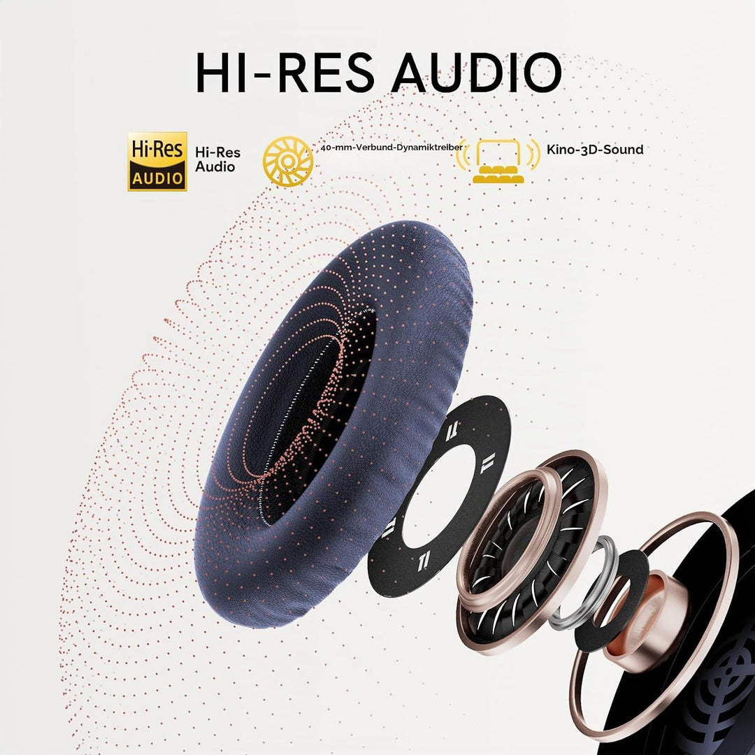 QCY H3 ANC Bluetooth Kopfhörer Over Ear,Hybrid Active Noise Cancelling Kopfhörer,Hi-Res Sound,60H Ak