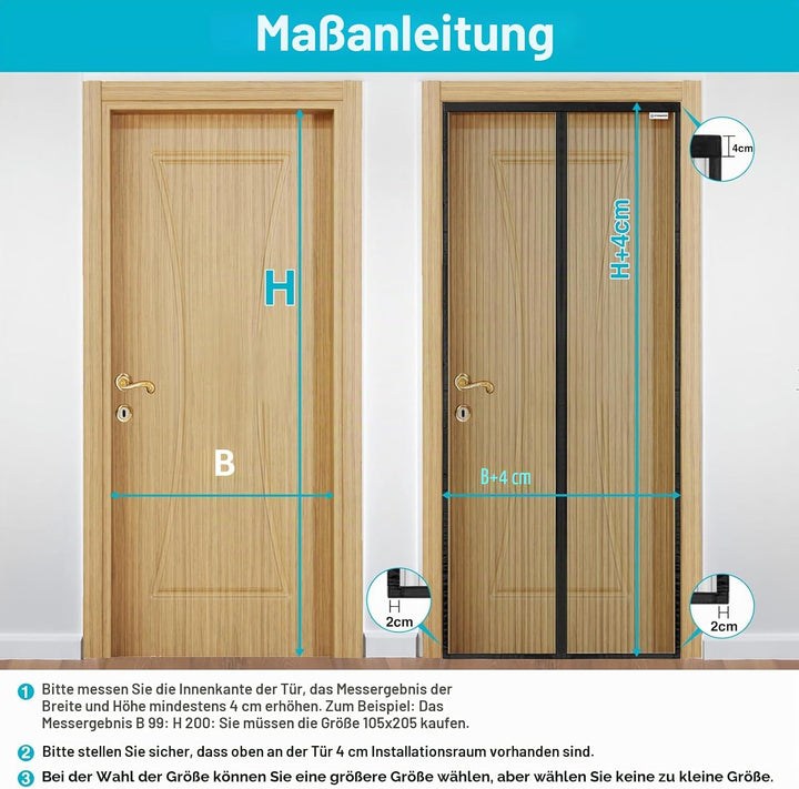 Fliegengitter tür 90x235cm, design4door Fliegengitter Balkontür Schwarz, Keine Stechmücken, Gesundes
