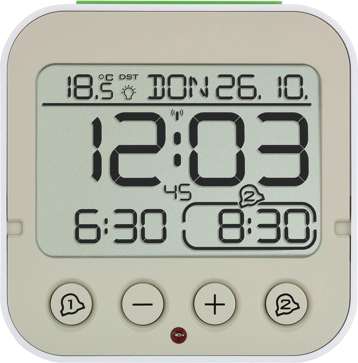 TFA Dostmann Funk Wecker Bingo 2.0, digital, mit Temperaturanzeige, 2 Weckzeiten, batteriebetrieben,
