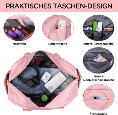 BERTASCHE Reisetasche Damen, Erweiterbare Weekender Tasche, Krankenhaustasche Gross Handgepäck mit N