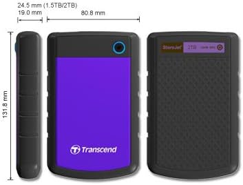 Transcend TS2TSJ25H3P 2TB portable, externe Festplatte (HDD) in purple (lila) mit Backup-Funktion (D