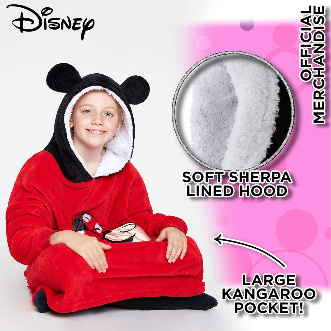 Disney Stitch Kapuzenpullover Mädchen, Übergrosse Hoodie Decke Kinder mit Sherpa-Kapuze und Kängurut