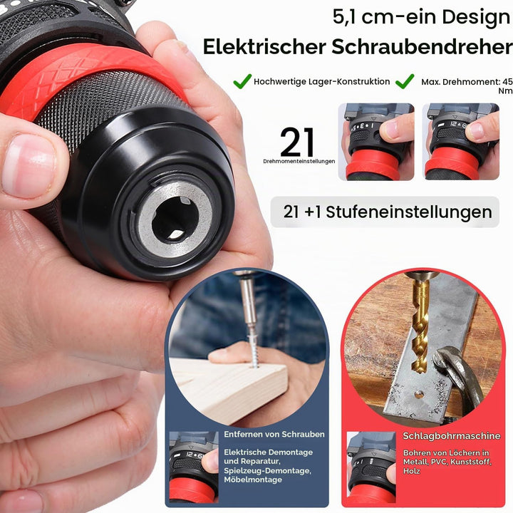 Akkuschrauber Klein 16,8V Mini Akku Bohrschrauber mit 2x 1300 mAh Akkus, max. 45 Nm, 21+1 Drehmoment