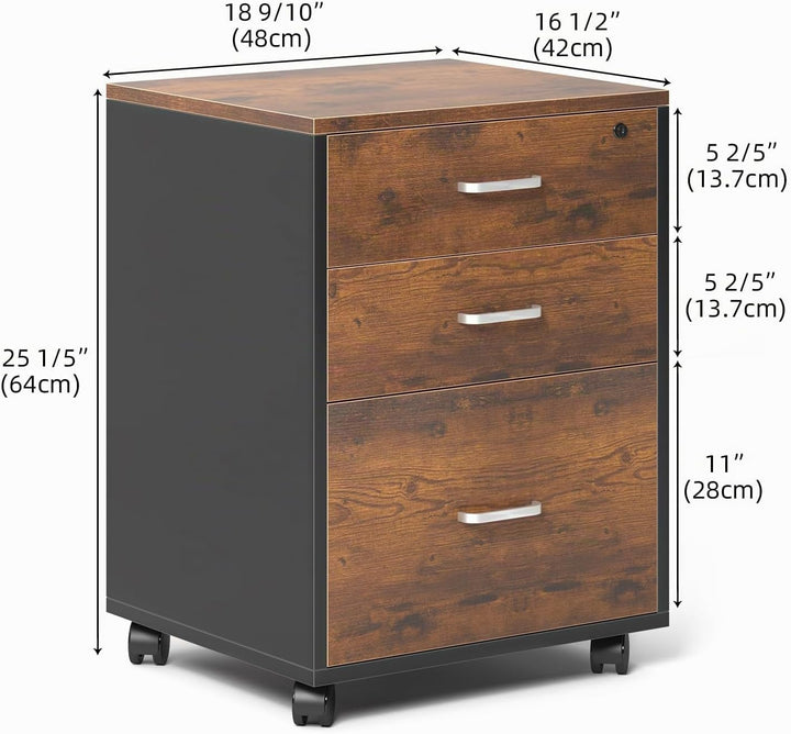 sogesfurniture Rollcontainer, Aktenschrank, Büroschrank, Aufbewahrungsschrank auf Rollen, abschliess