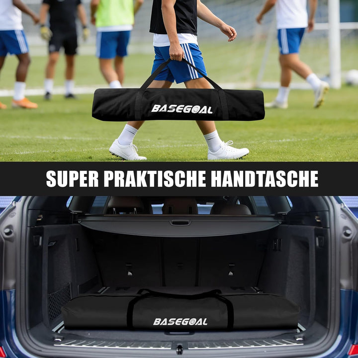Fussballtor Outdoor [180cm/240cm/365cm], Faltbares Fussballtor Garten & Training mit Koordinationsle