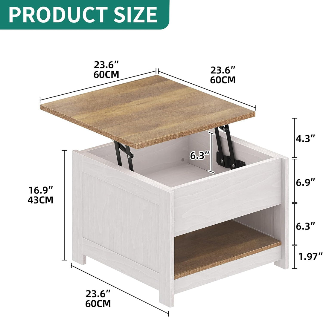YITAHOME Couchtisch mit Hebeplatte, Quadratisch Couchtisch Höhenverstellbar, Wohnzimmertisch Modern