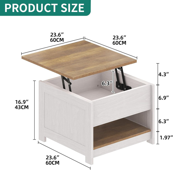 YITAHOME Couchtisch mit Hebeplatte, Quadratisch Couchtisch Höhenverstellbar, Wohnzimmertisch Modern