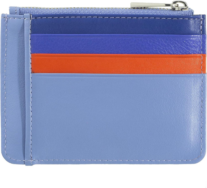 DUDU Kreditkartenetui aus echtem Leder Geldscheinfach mit Reissverschluss Pastellblau, Pastellblau