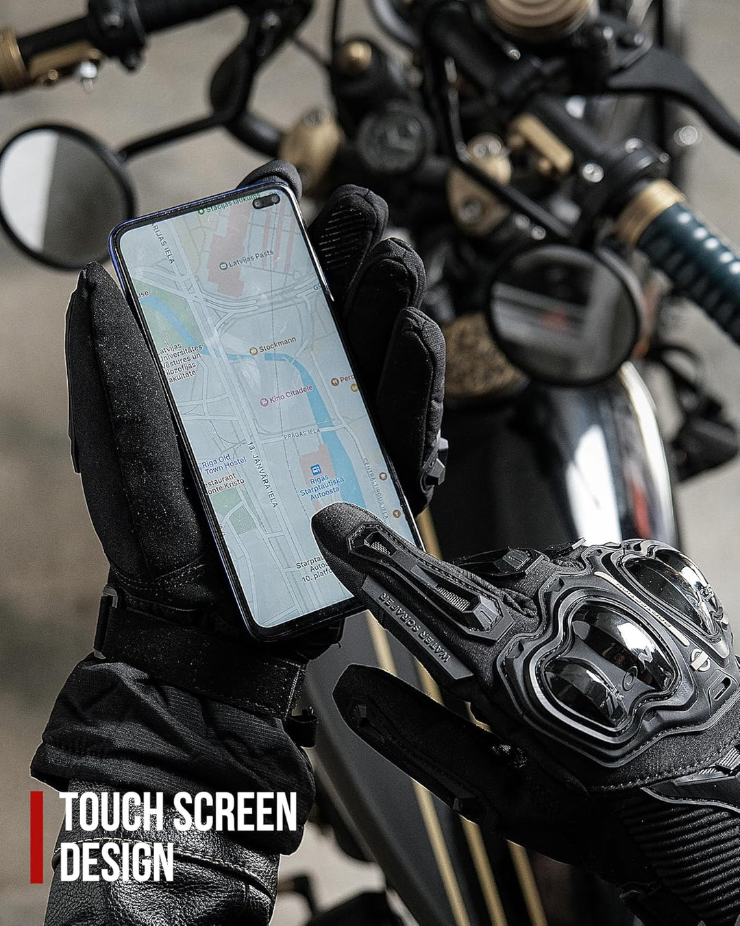 IRON JIA'S Winter Motorradhandschuhe Herren CEZertifizierung Wasserdichter und Warmer 3M Baumwolle S