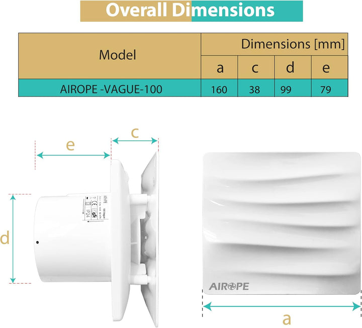 100 mm,Badlüfter Ventilator,Modernes Design und ästhetischer Look, Abluftventilator mit Rückschlagve