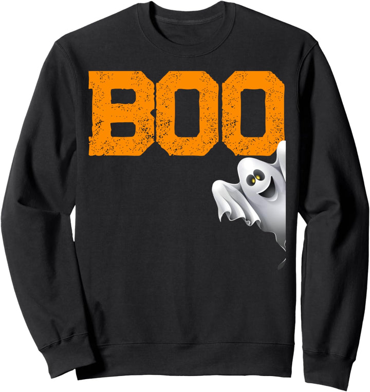 Cool Boo with silly ghost distressed style Halloween Sweatshirt