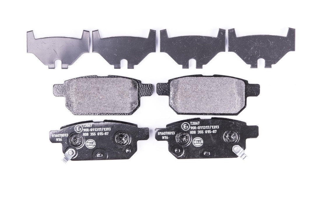 HELLA PAGID 8DB 355 015-871 Bremsbelagsatz - T2067 - Dicke/Stärke: 14.3mm - mit akustischer Verschle