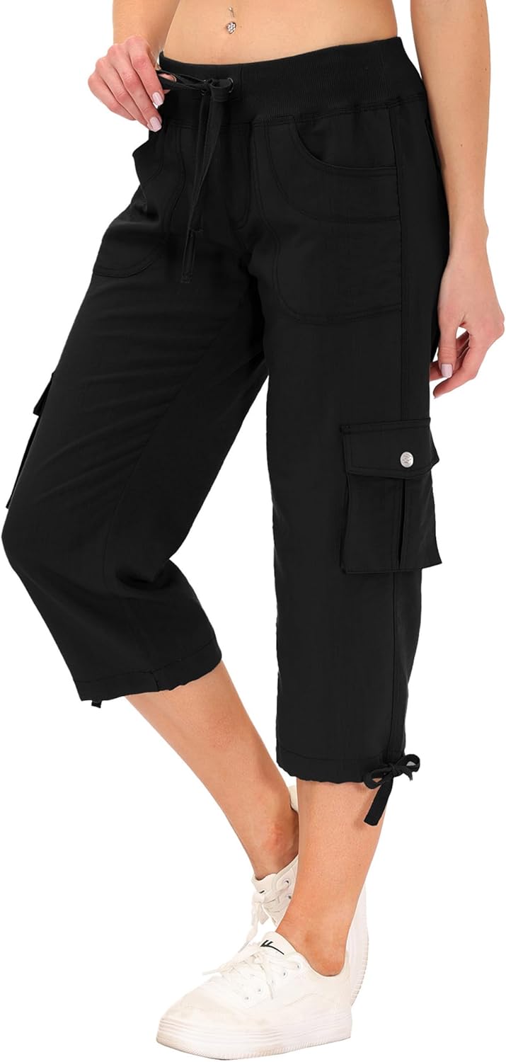 JINSHI Hosen Damen Sommer Cargohose 3/4 Lange Hosen Caprihose Freizeithose Outdoorhose Wanderhose mi