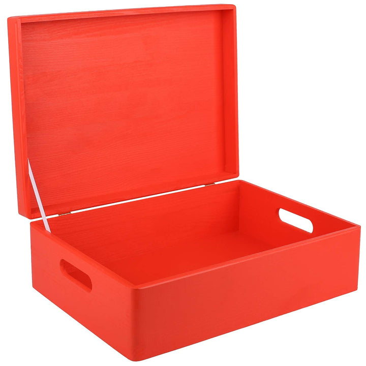 Creative Deco XL Rot Grosse Holzkiste mit Deckel | 40 x 30 x 14 cm (+/- 1 cm) | Erinnerungsbox Baby