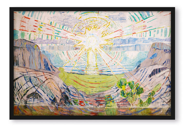 Generisch Edvard Munch - Die Sonne, Poster im Bilderrahmen / Format: 55x40cm / Kunstdruck gerahmt, 5